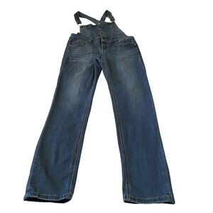 Enjean Vintage Overalls Bib Blue Denim Skinny 5-pocket Buttons Zip-Size Medium